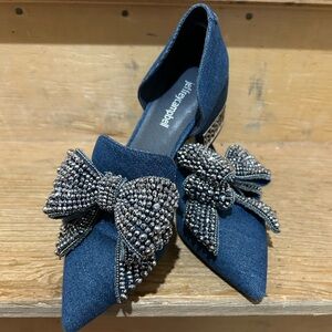 Jeffrey Campbell Valenti embellished d'Orsay loafers in denim finish size 7.5